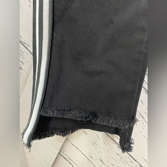 Just Black Denim stretch racer stripe frayed hem jeans size 27 - Picture 5 of 9